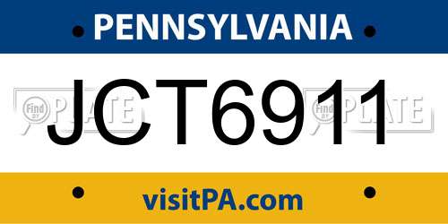 JCT6911 Pennsylvania License Plate