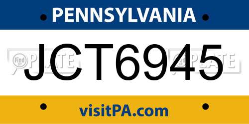 JCT6945 Pennsylvania License Plate