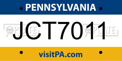 JCT7011 Pennsylvania License Plate