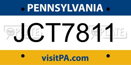 JCT7811 Pennsylvania License Plate
