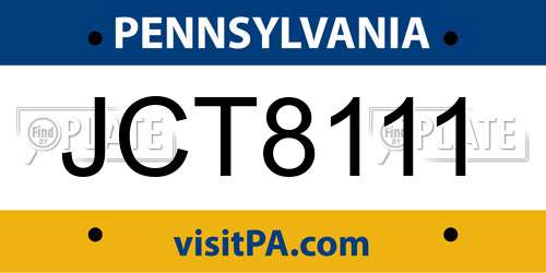 JCT8111 Pennsylvania License Plate