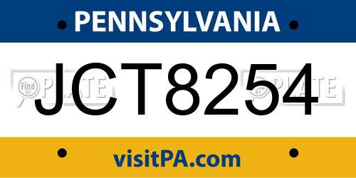JCT8254 Pennsylvania License Plate