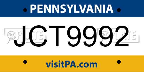 JCT9992 Pennsylvania License Plate