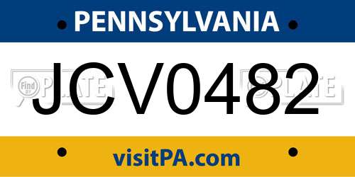 JCV0482 Pennsylvania License Plate