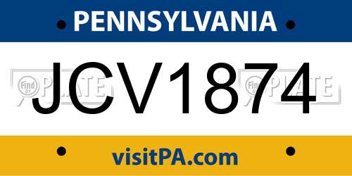 JCV1874 Pennsylvania License Plate
