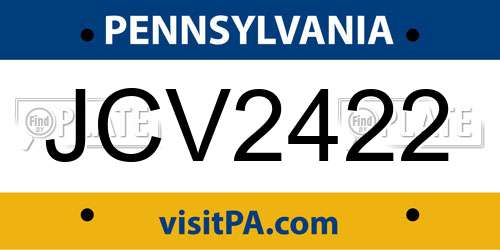 JCV2422 Pennsylvania License Plate