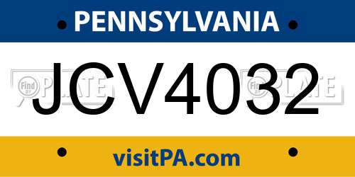 JCV4032 Pennsylvania License Plate