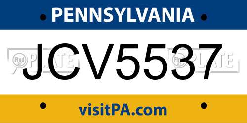 JCV5537 Pennsylvania License Plate