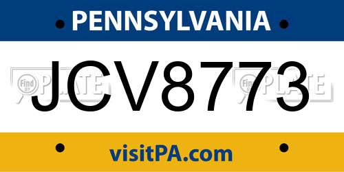JCV8773 Pennsylvania License Plate