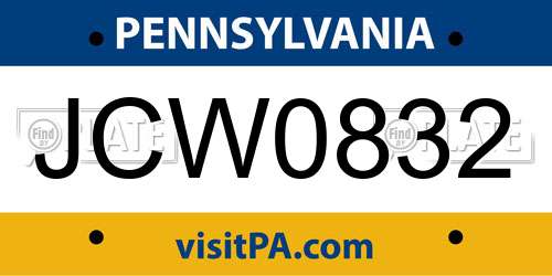 JCW0832 Pennsylvania License Plate