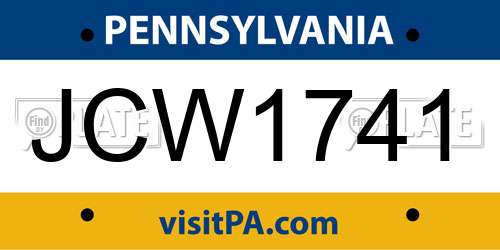 JCW1741 Pennsylvania License Plate