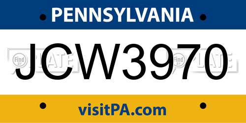 JCW3970 Pennsylvania License Plate