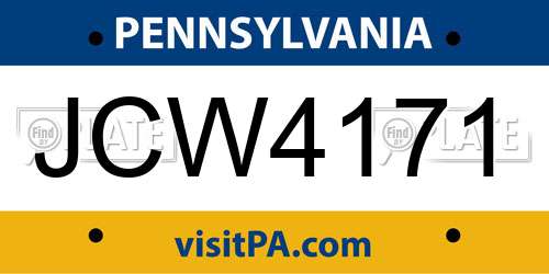 JCW4171 Pennsylvania License Plate
