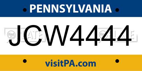 JCW4444 Pennsylvania License Plate