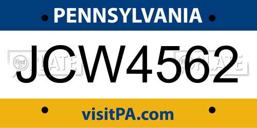 JCW4562 Pennsylvania License Plate