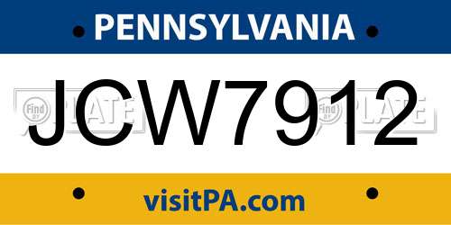JCW7912 Pennsylvania License Plate