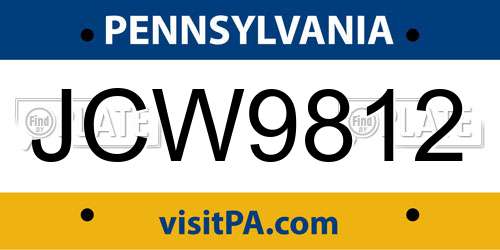 JCW9812 Pennsylvania License Plate