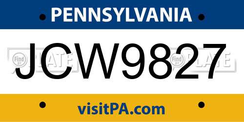 JCW9827 Pennsylvania License Plate