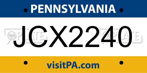 JCX2240 Pennsylvania License Plate