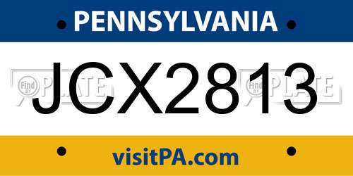 JCX2813 Pennsylvania License Plate