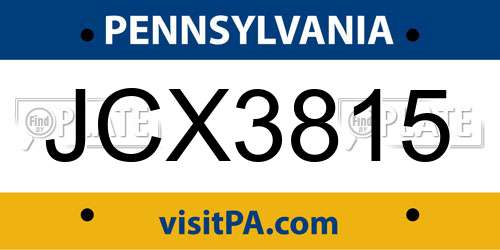 JCX3815 Pennsylvania License Plate