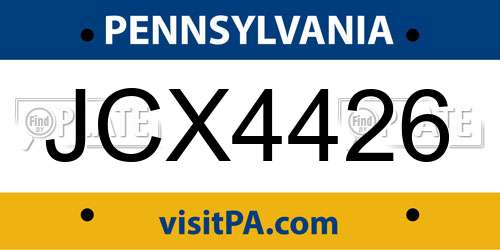 JCX4426 Pennsylvania License Plate