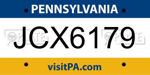 JCX6179 Pennsylvania License Plate