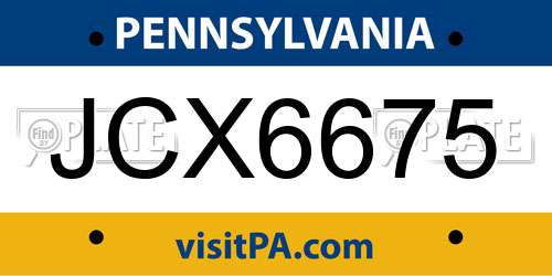 JCX6675 Pennsylvania License Plate