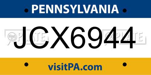 JCX6944 Pennsylvania License Plate