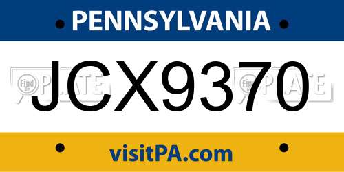 JCX9370 Pennsylvania License Plate
