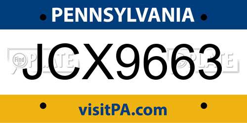 JCX9663 Pennsylvania License Plate