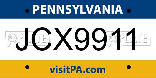 JCX9911 Pennsylvania License Plate