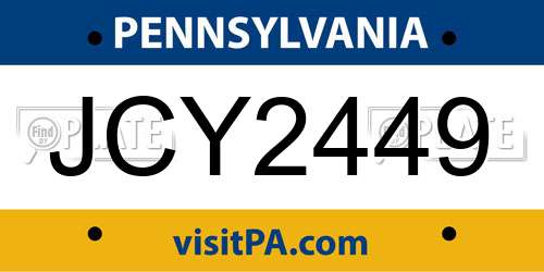JCY2449 Pennsylvania License Plate