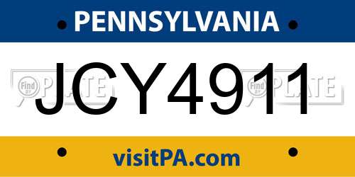 JCY4911 Pennsylvania License Plate