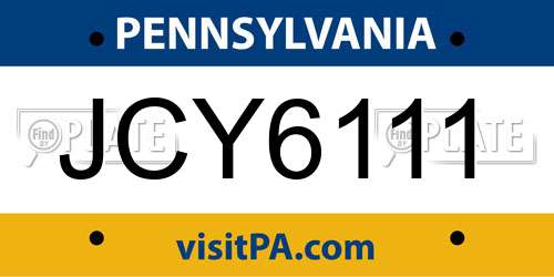 JCY6111 Pennsylvania License Plate