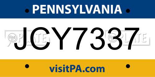 JCY7337 Pennsylvania License Plate