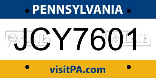 JCY7601 Pennsylvania License Plate