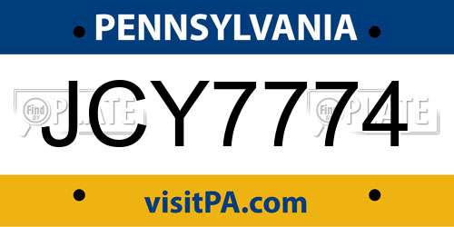 JCY7774 Pennsylvania License Plate