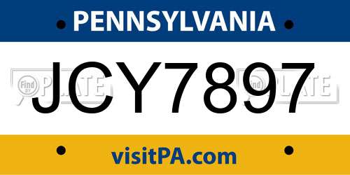 JCY7897 Pennsylvania License Plate