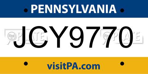 JCY9770 Pennsylvania License Plate