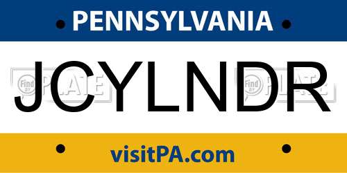 JCYLNDR Pennsylvania License Plate