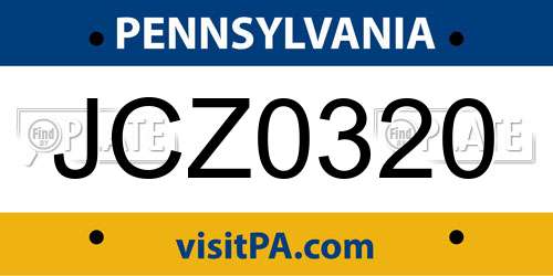 JCZ0320 Pennsylvania License Plate