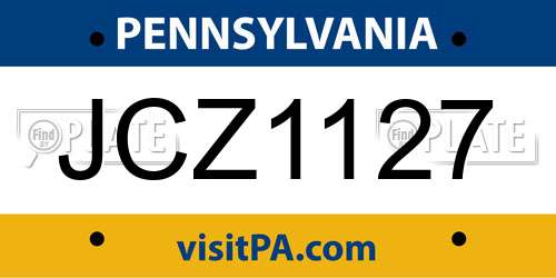 JCZ1127 Pennsylvania License Plate