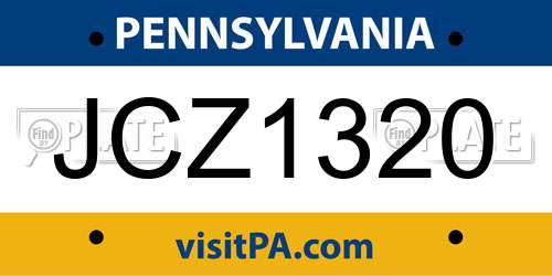 JCZ1320 Pennsylvania License Plate