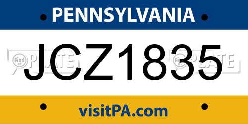JCZ1835 Pennsylvania License Plate