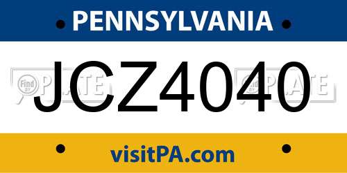 JCZ4040 Pennsylvania License Plate