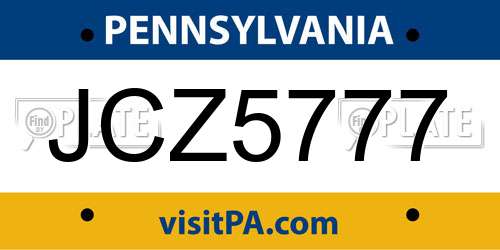 JCZ5777 Pennsylvania License Plate