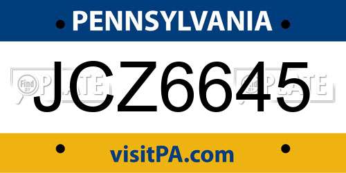 JCZ6645 Pennsylvania License Plate
