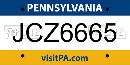 JCZ6665 Pennsylvania License Plate
