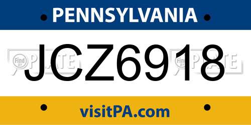 JCZ6918 Pennsylvania License Plate